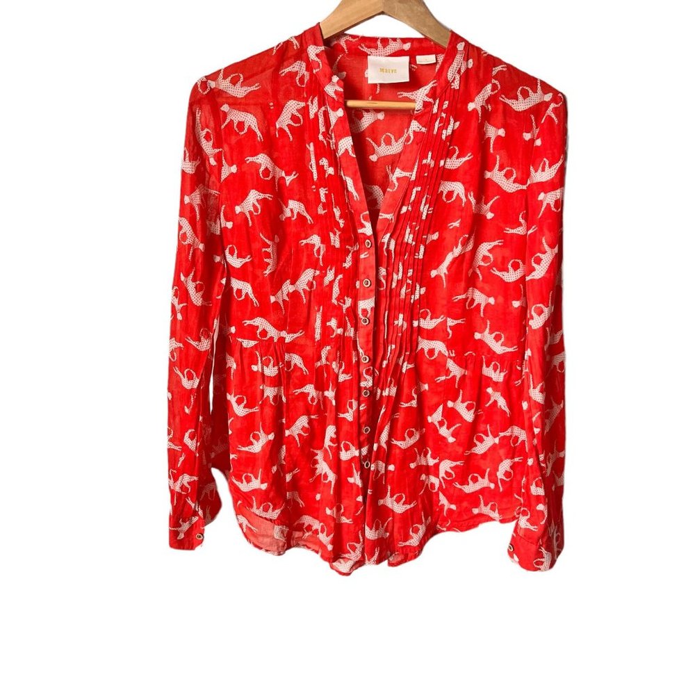 Maeve Red and White Tiger Blouse